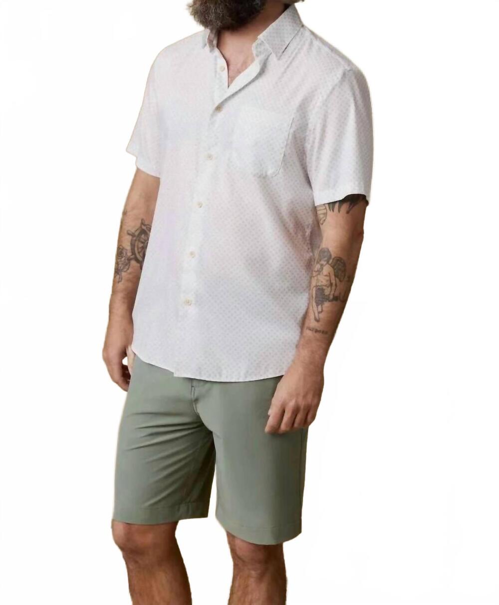 NEW FAHERTY short sleeve movement monterey shirt in mist sunburst